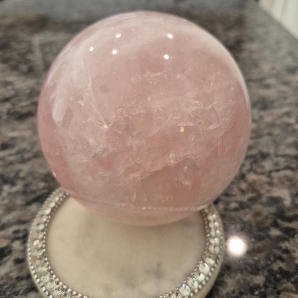 Rose Quartz Pink Crystal Ball Sphere Orb #3 - Picture 7 of 8